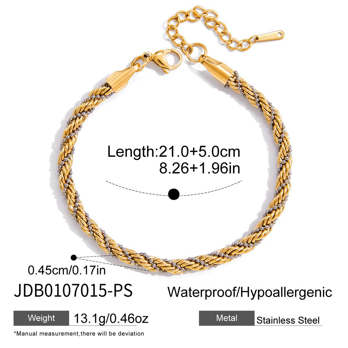 Geometric Plated Stainless Steel Bracelet for Women