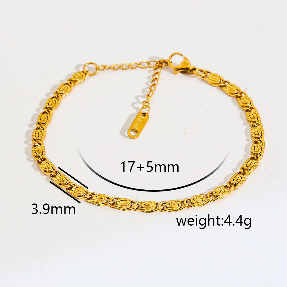 Cavigliera minimalista da donna in acciaio inossidabile placcato oro con piccole perline e ciondolo rotante