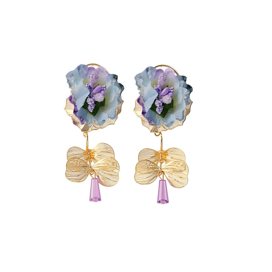 Orecchini a perno eleganti floreali in cristallo da donna con perni in acciaio placcato Collezione Primavera Gioielli per orecchie minimalisti chic