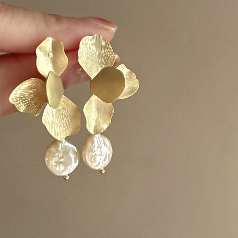Eleganti Orecchini a Perno da Donna in Stile Francese Vintage con Zirconi Geometrici e Perle Imitazione
