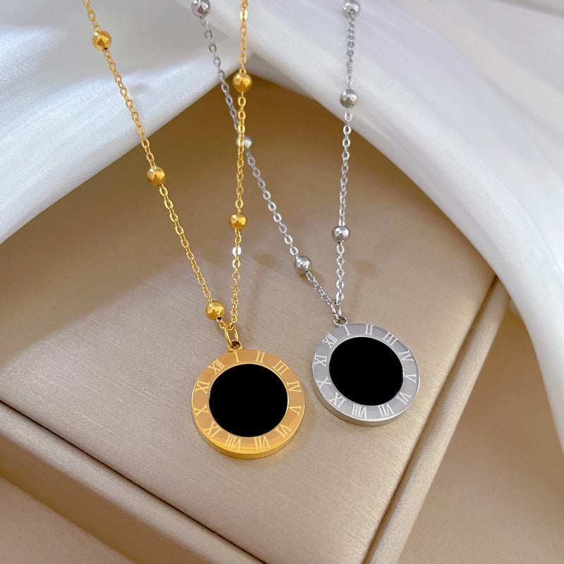 Minimalist Titanium Steel Geometric Shell Pendant Necklace for Women and Men - Gold-Plated Clavicle Chain