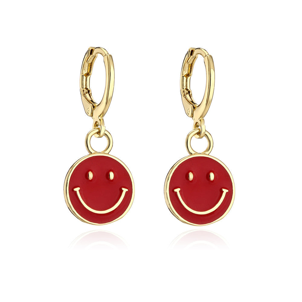 Sweet Cartoon Geometric Drip Oil Micro-set Cubic Zirconia Gold Plated Brass Earrings