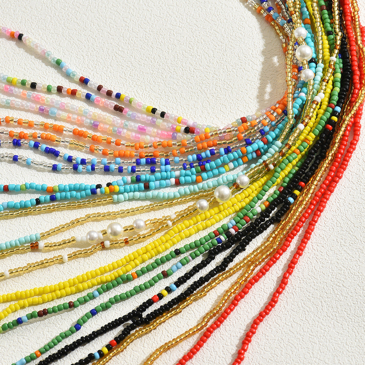 Set di bracciali da donna in stile ufficio, geometrici e alla moda, con design a perline intrecciate multistrato e colori arcobaleno