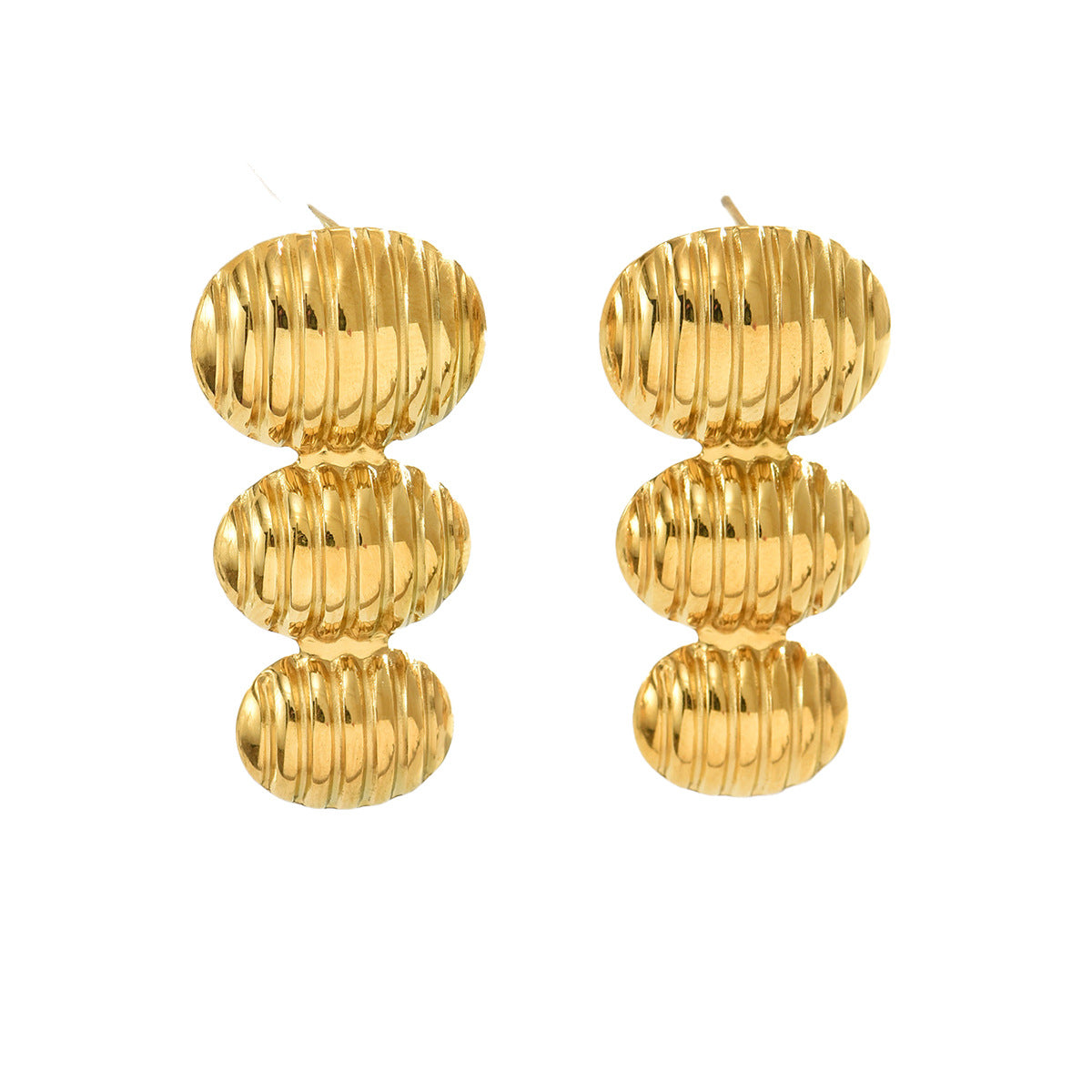 Pendientes Minimalistas Geométricos Redondos de Aleación de Zinc para Mujer con Acabado Chapado