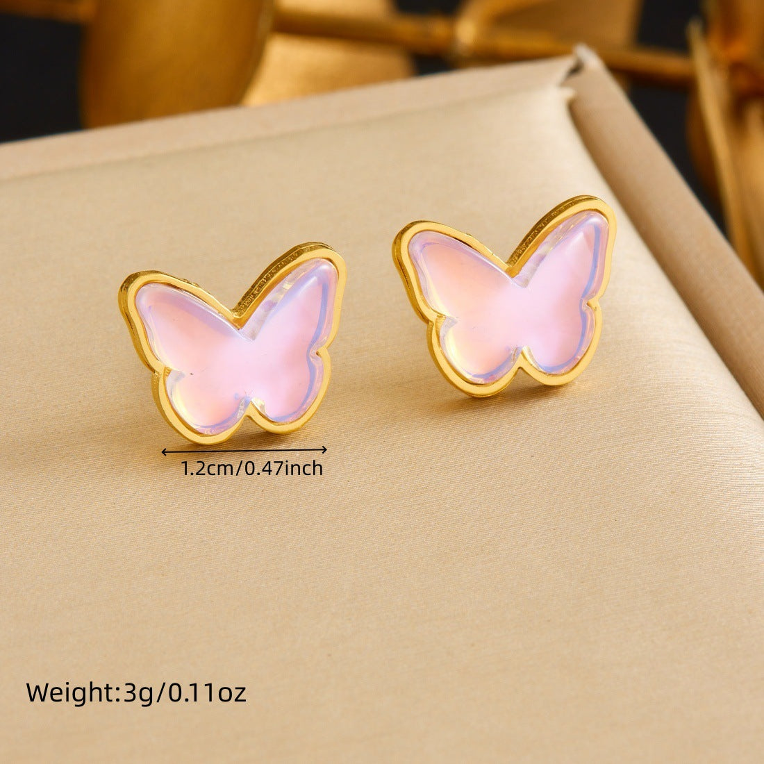 Sweet Pink Purple Acrylic Butterfly Stainless Steel Necklace and Earring Set