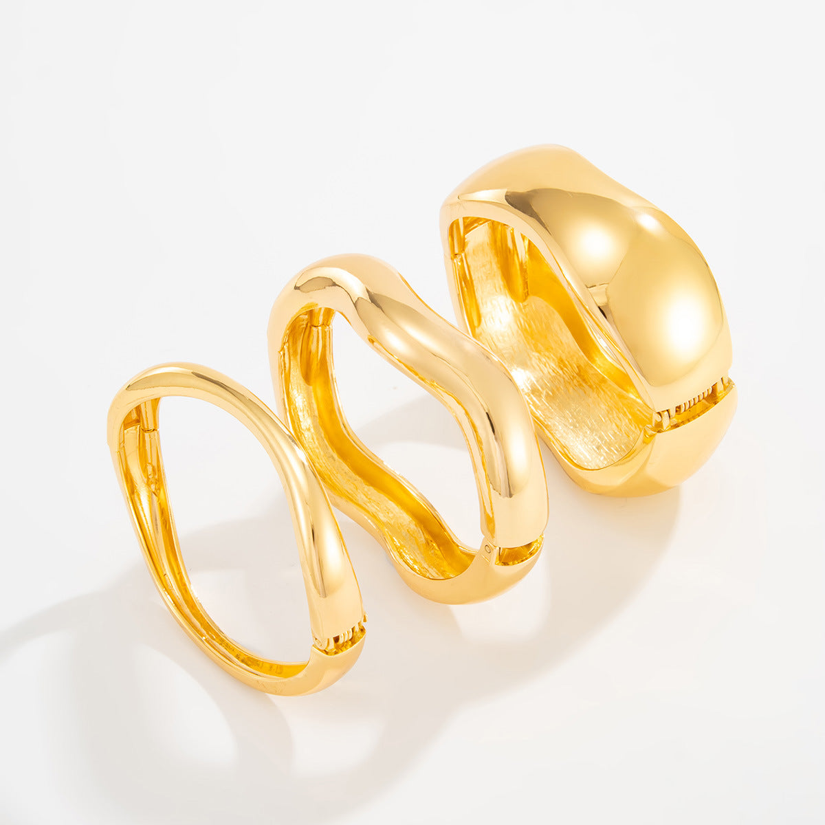 Exaggerated Geometric Oval Alloy Plated Wide Cuff Bracelet for Women