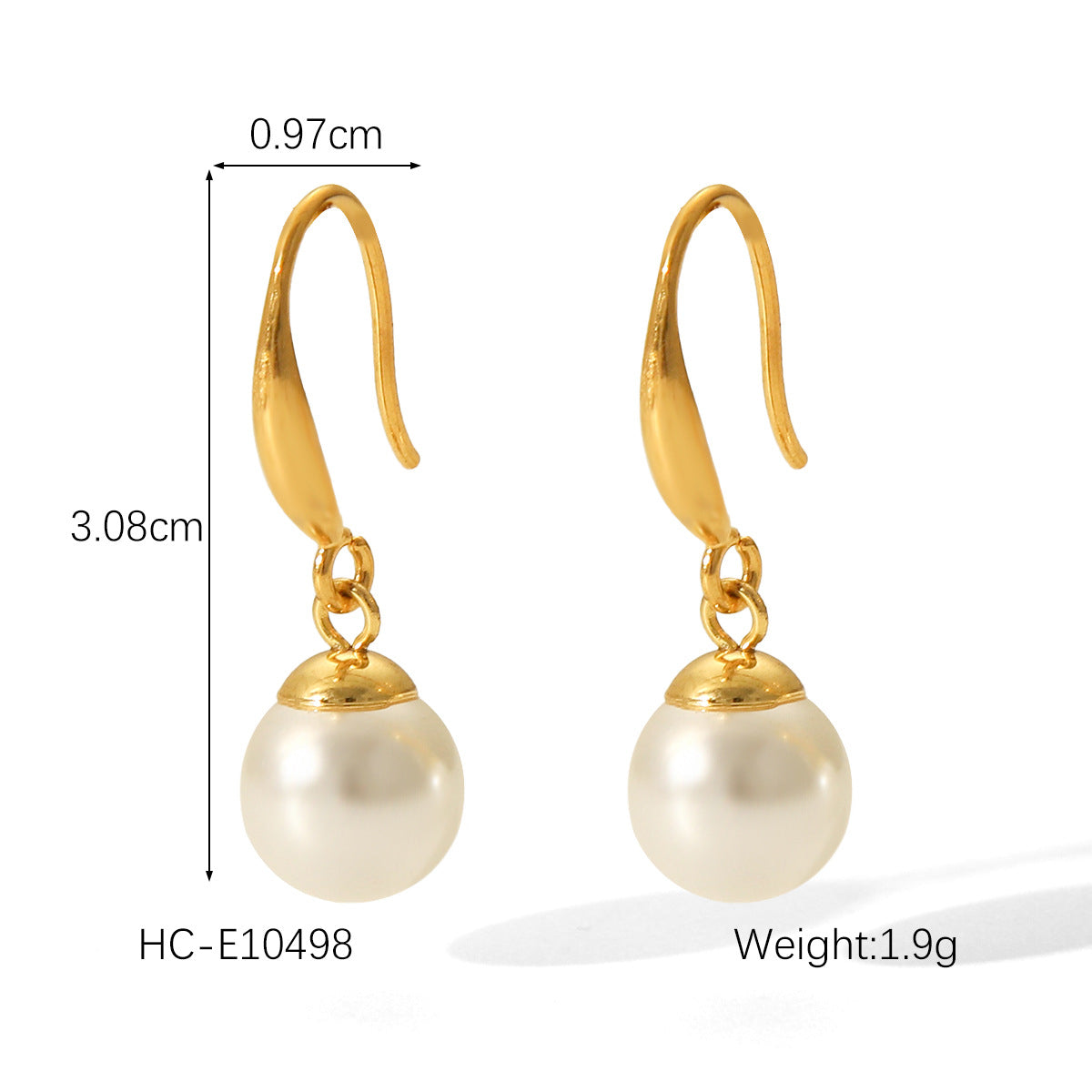 Minimalist Heart-Shaped Gold-Plated Stainless Steel Pearl Stud Earrings for Women