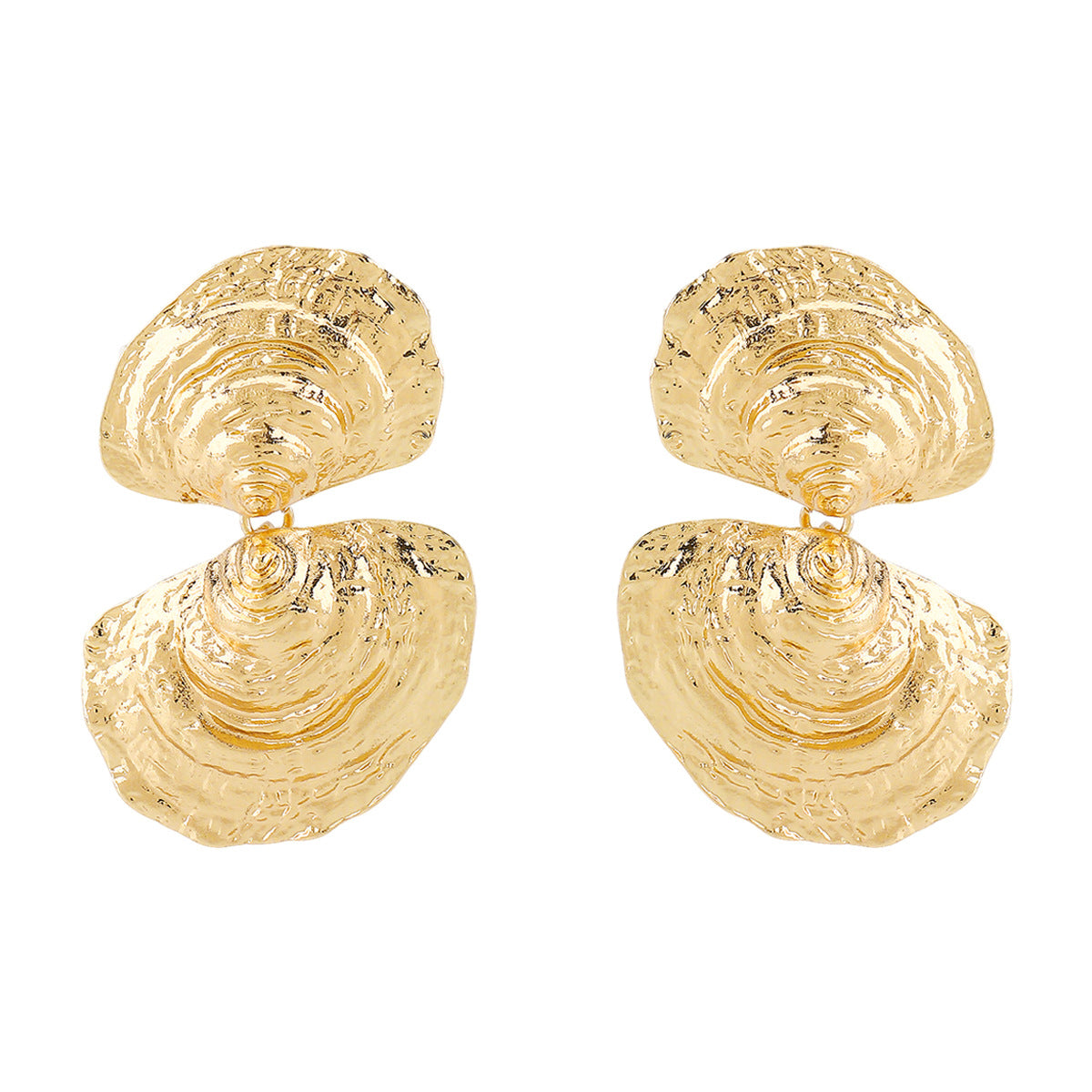Pendientes de Aleación con Textura Geométrica Ondulada Minimalista y Postes de Acero Inoxidable, Diseño Irregular Inspirado en Conchas Marinas para Mujer