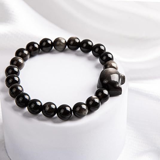 Sweet Animal Cat Obsidian Pink Crystal Bracelet for Unisex