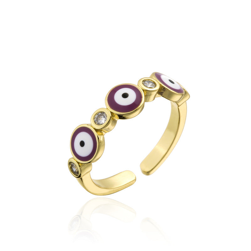 Geometric Drip Oil Brass 18K Gold Plated Cubic Zirconia Ring for Women