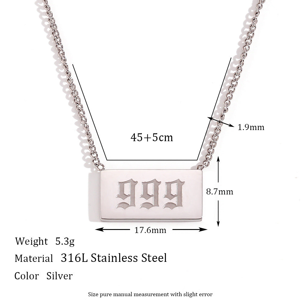 Minimalist Geometric Number Pendant Necklace for Women in Stainless Steel with Plated Finish