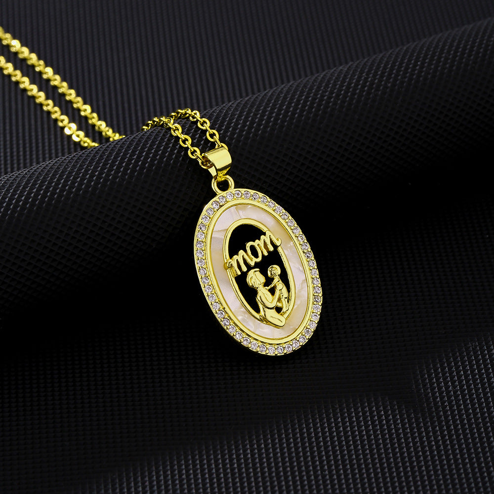 Elegante collana in acciaio inossidabile a forma di cuore con intarsio di zirconi per donna, gioiello con pendente e catena a O