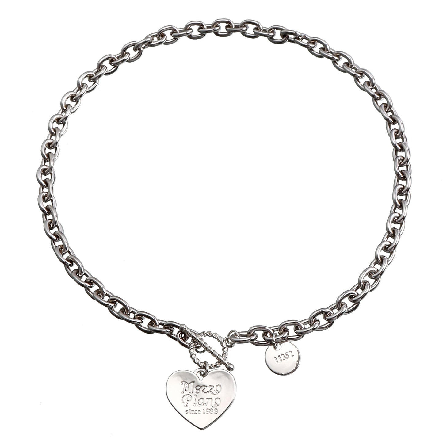Minimalist Cool-Tone Alloy Heart Pendant Necklace for Women with Plated Finish and Clavicle Chain Style