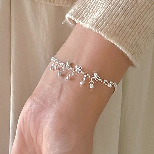 Minimalist Round Bead Bracelet in 925 Sterling Silver with Polished Finish for Women
