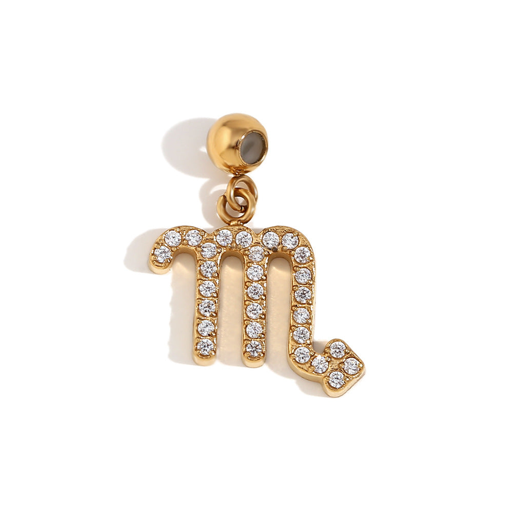 Collana da Donna Minimalista con Pendente Zodiacale in Acciaio Inossidabile con Placcatura in Oro 18 carati, Stile Acciaio al Titanio
