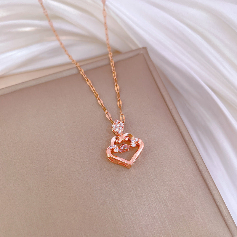 Elegante collar de acero inoxidable en forma de gota de agua con motivo de luna para mujeres y hombres, colgante geométrico minimalista en cadena de acero de titanio