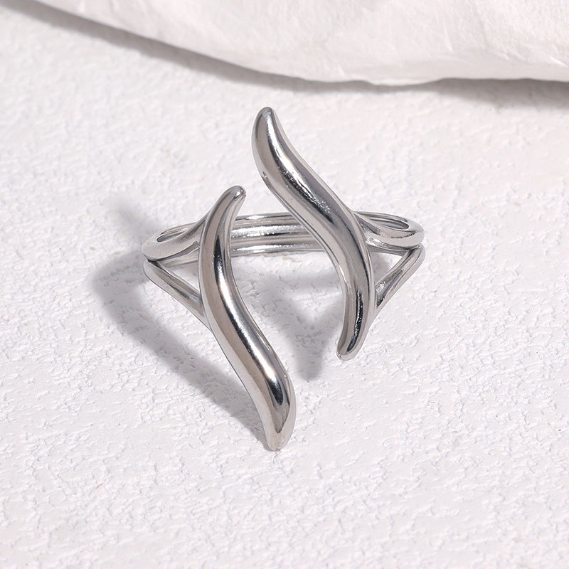 Minimalist Geometric Gold Plated Stainless Steel Ring for Women