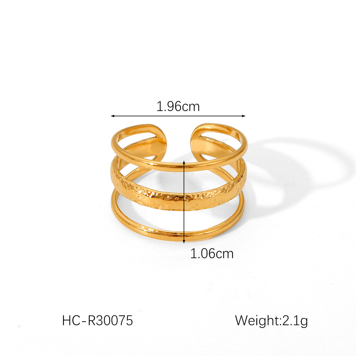 Minimalist Geometric Open Ring for Women in Titanium Steel with Plated Finish Adjustable Stackable Band