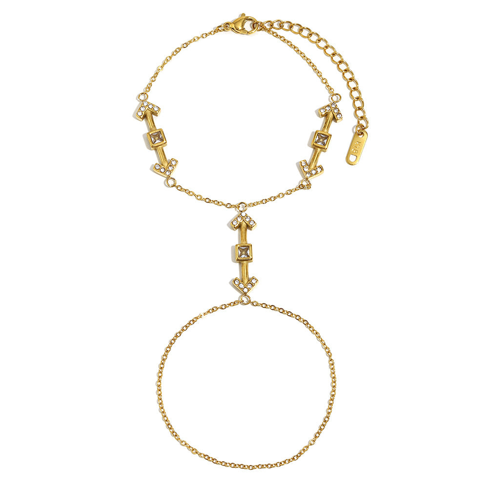 Set di anelli da dito con freccia geometrica alla moda per donna in acciaio inossidabile con placcatura in oro 18K