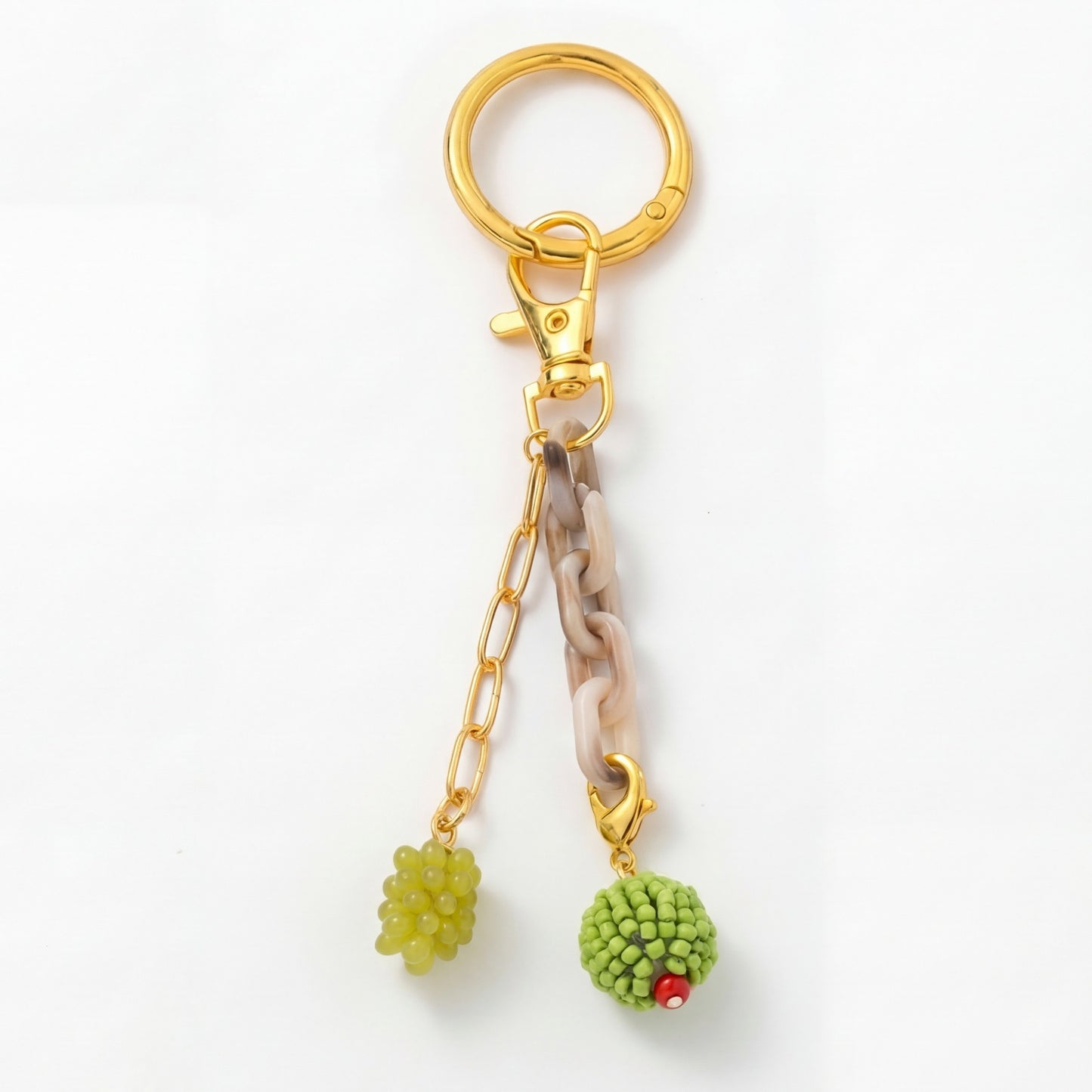 Minimalist Fruit Pattern Brass Bag Charm Keychain