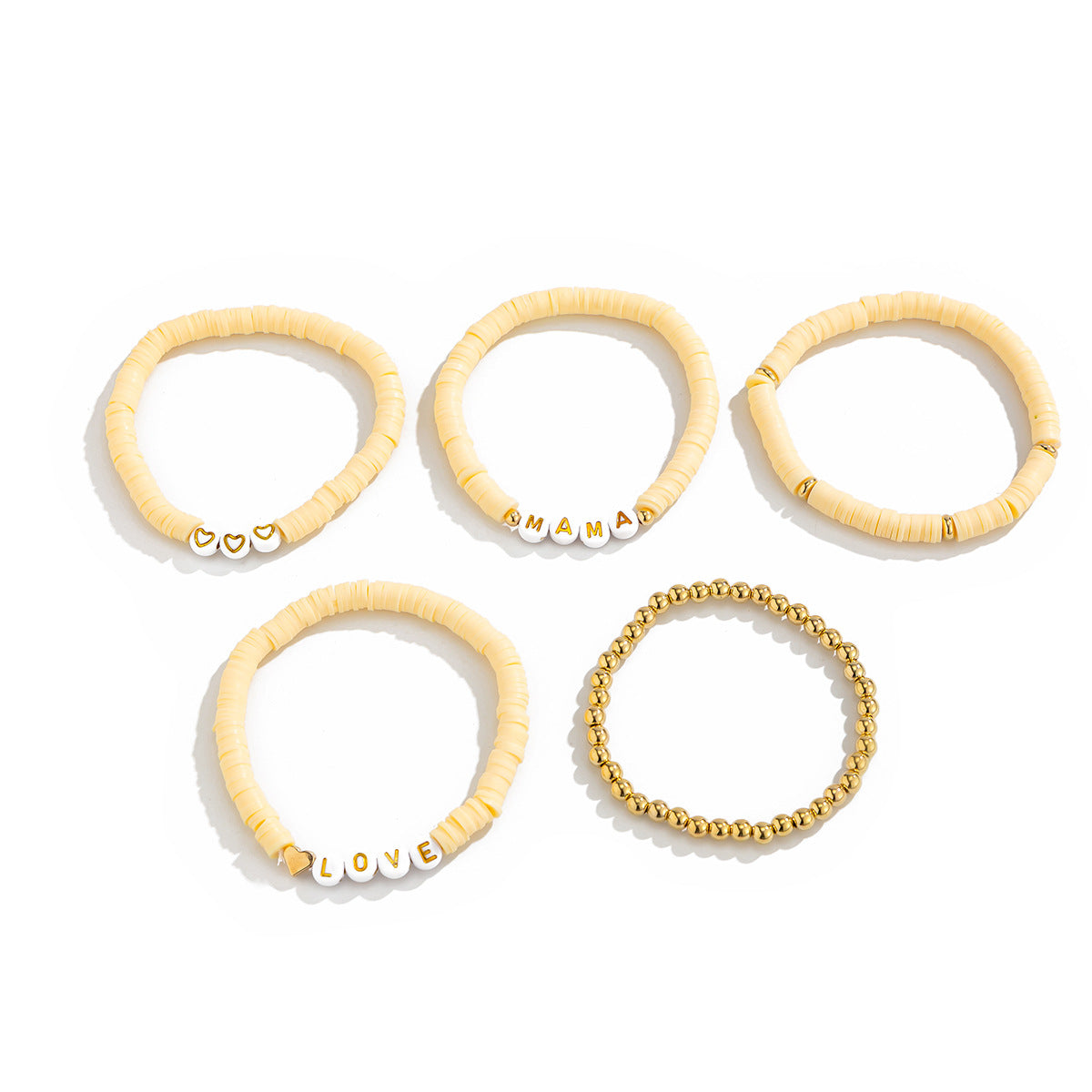 Bohemian Vintage Letter Heart Resin Acrylic Plated Bracelet Set for Women