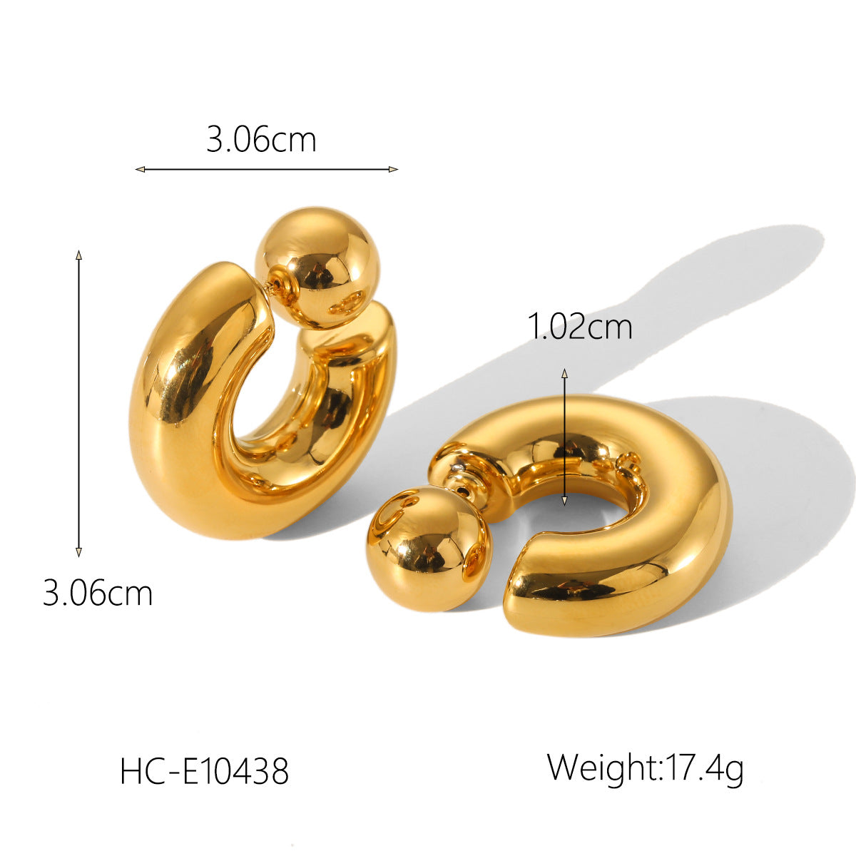 Minimalist Geometric Ball-Shaped Stainless Steel Stud Earrings with Plated Finish for Women