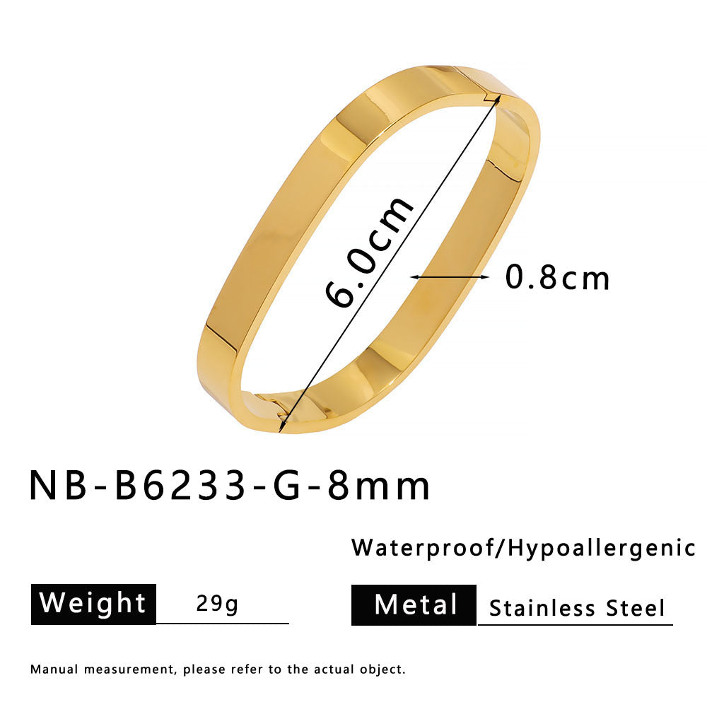 Bracciale Quadrato Minimalista in Acciaio Inossidabile con Placcatura in Oro 18K da Donna