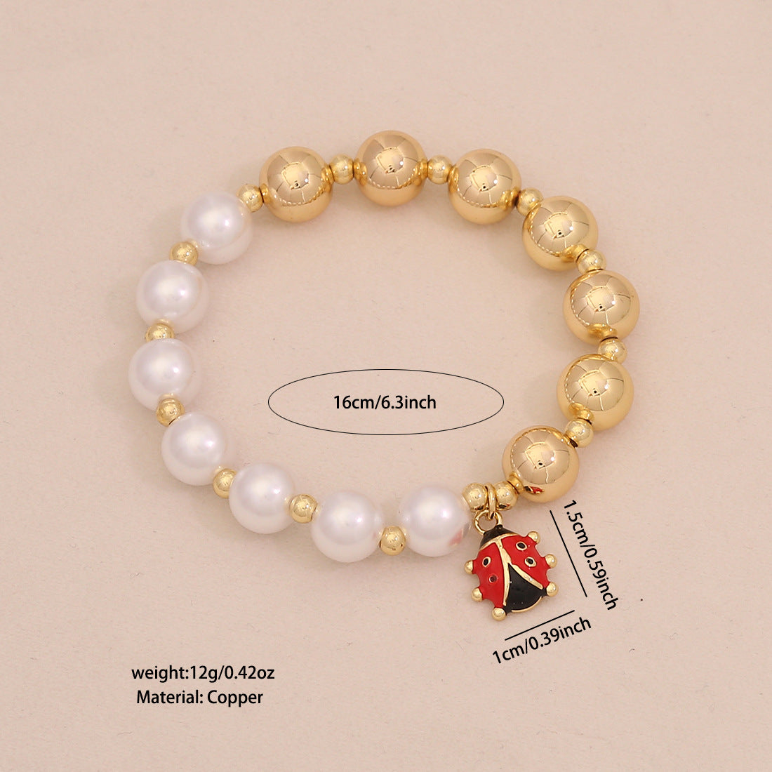 Fashion OL Style Insect-Shaped Imitation Pearl Beaded Bracelet for Women