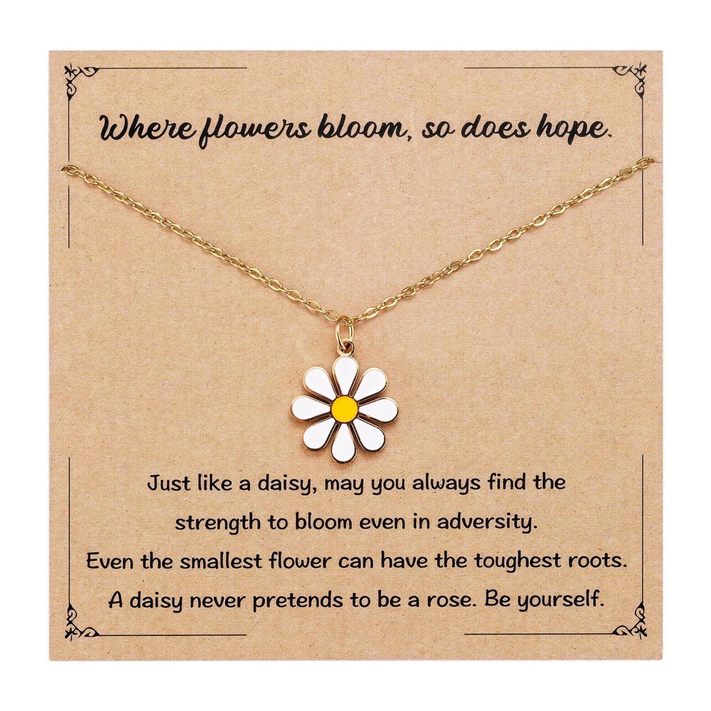 Sweet Floral Drip Oil Titanium Steel Daisy Pendant Necklace for Women