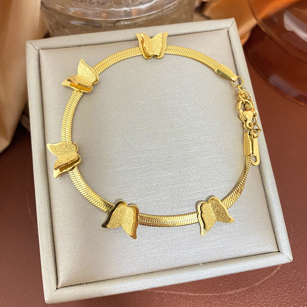 Bracciale Bohémien a Farfalla in Acciaio al Titanio con Finitura Placcata per Uomo e Donna