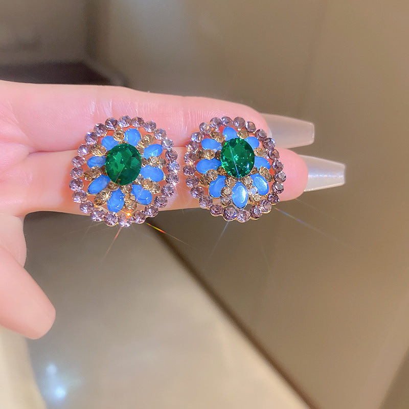 Orecchini a perno vintage in lega a forma di goccia con intarsio in strass e perni in acciaio inossidabile da donna