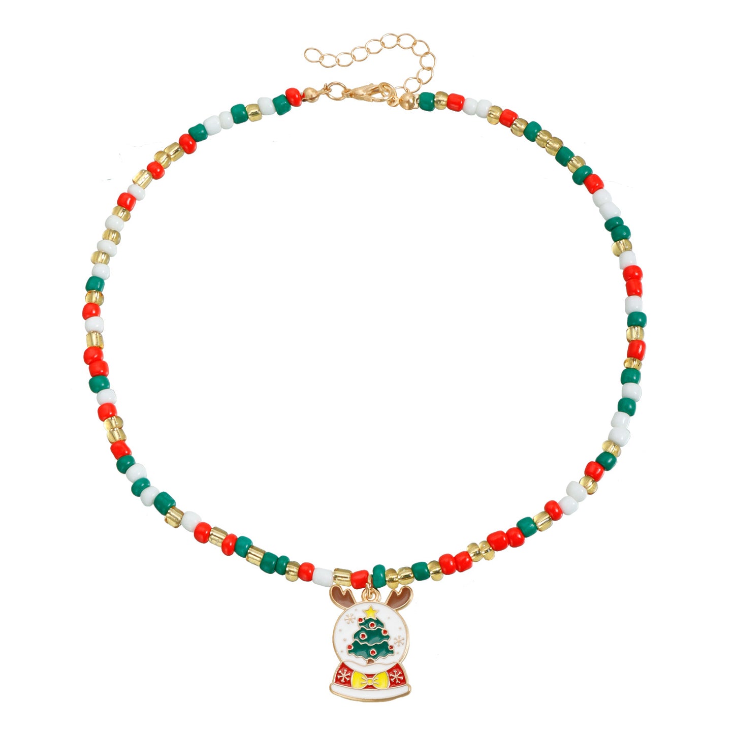 Geometric Alloy Choker Necklace for Women with Electroplated Finish Christmas Bell Accents Holiday Party Gift