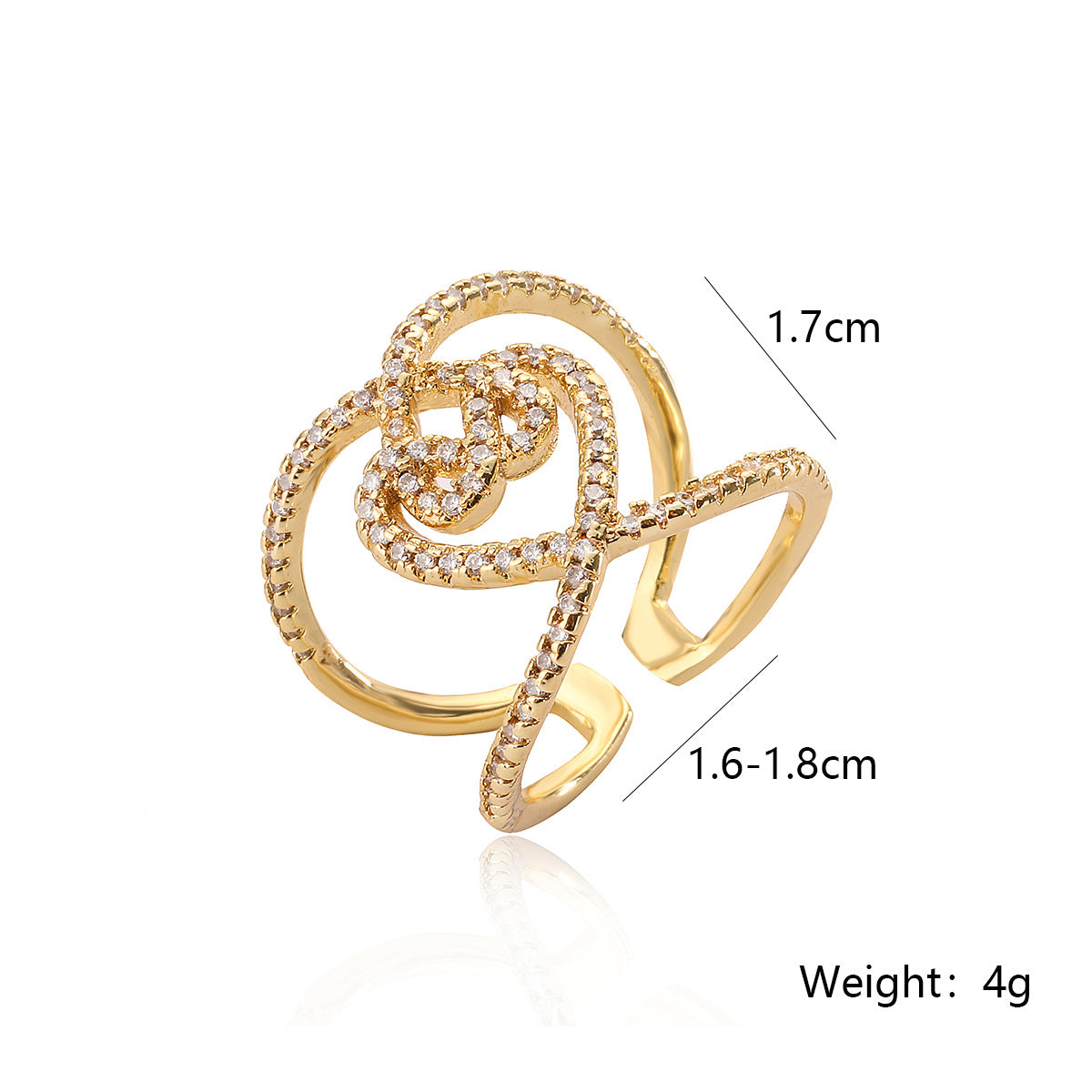 Anello da donna minimalista geometrico vuoto in rame con micro-pavé e design irregolare