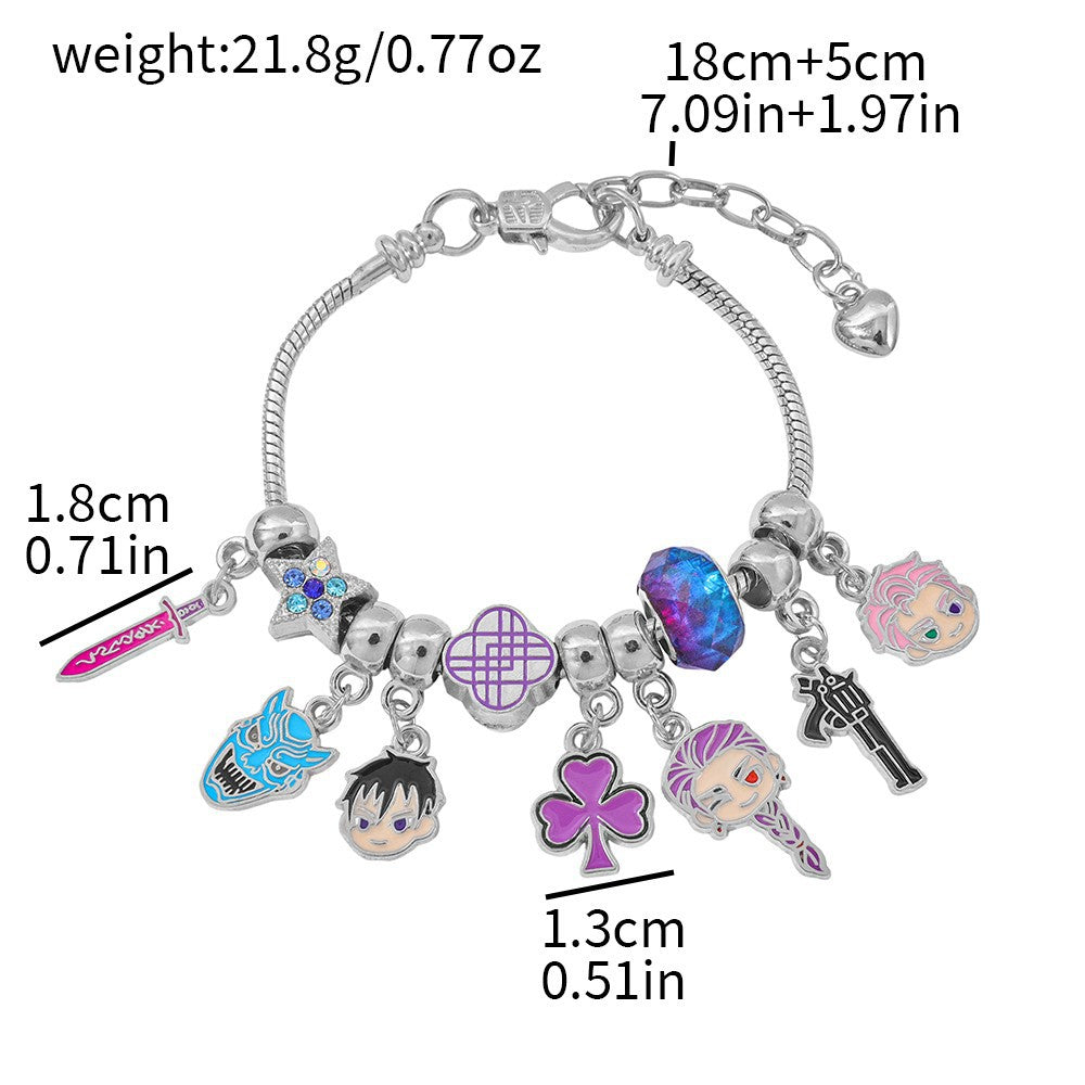 Bracciale fai da te in lega con ciondoli a forma di cartone animato a goccia d'olio