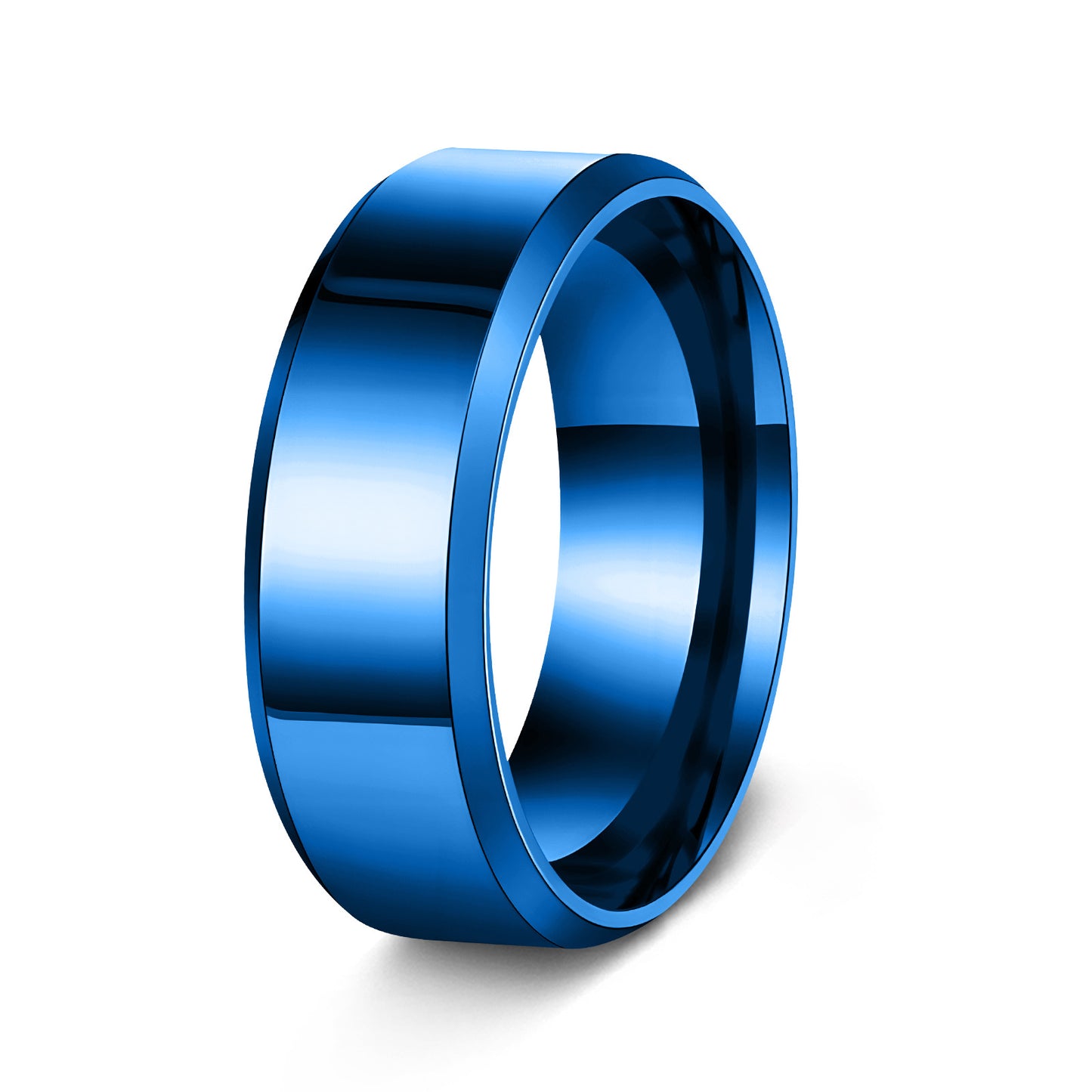 Minimalist 8MM Polished Plated Stainless Steel Ring Unisex Wedding Band