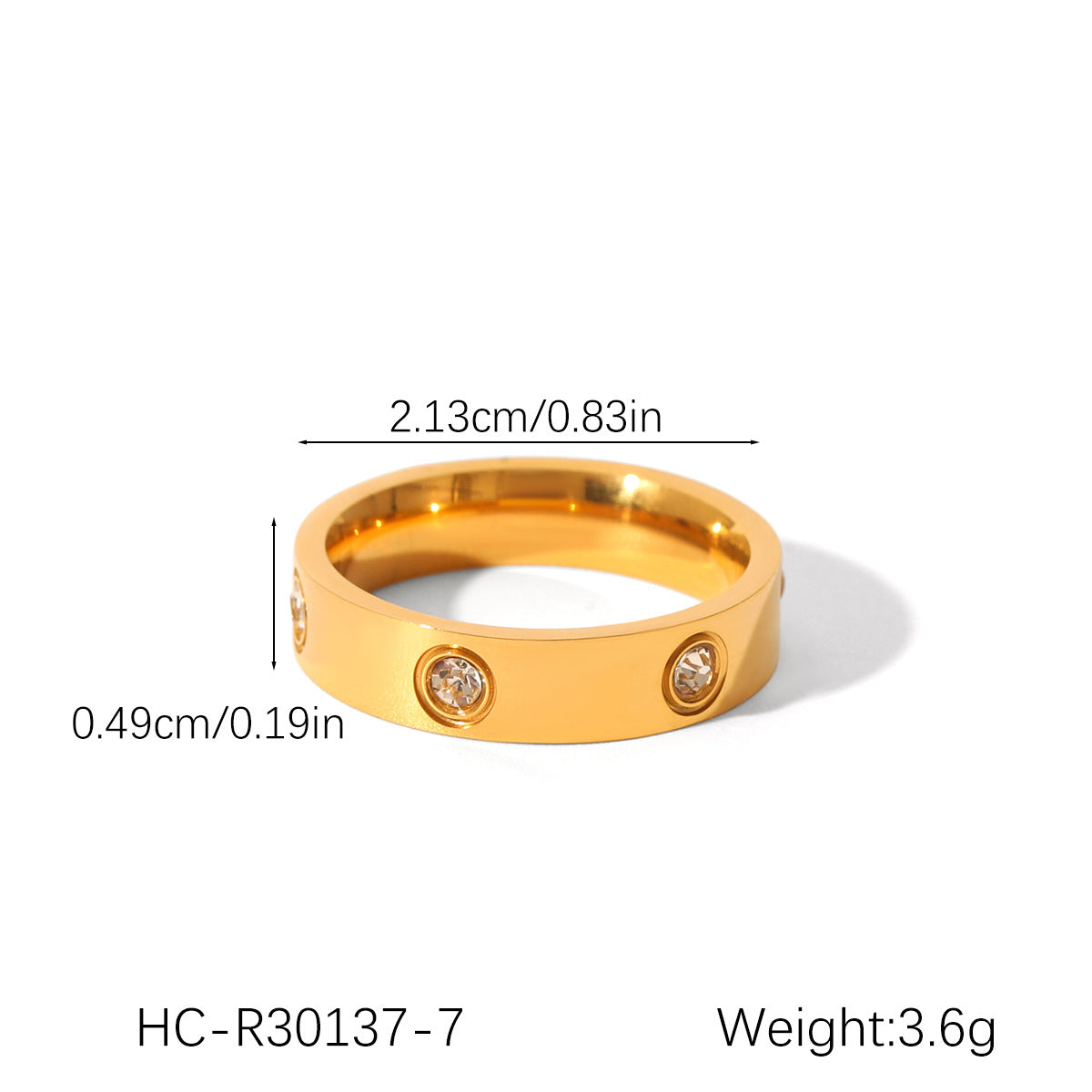Anello da donna minimalista in acciaio inossidabile placcato oro 18 carati con intarsio di strass