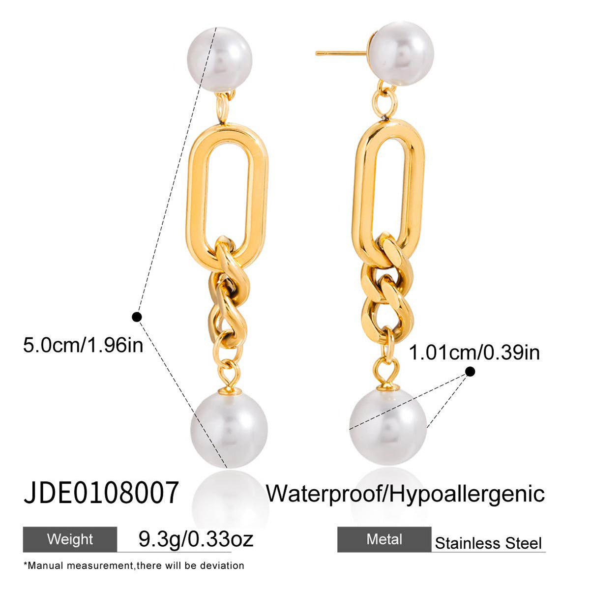 Aretes de acero inoxidable con diseño geométrico minimalista, acabado tipo perla, chapados, para mujer
