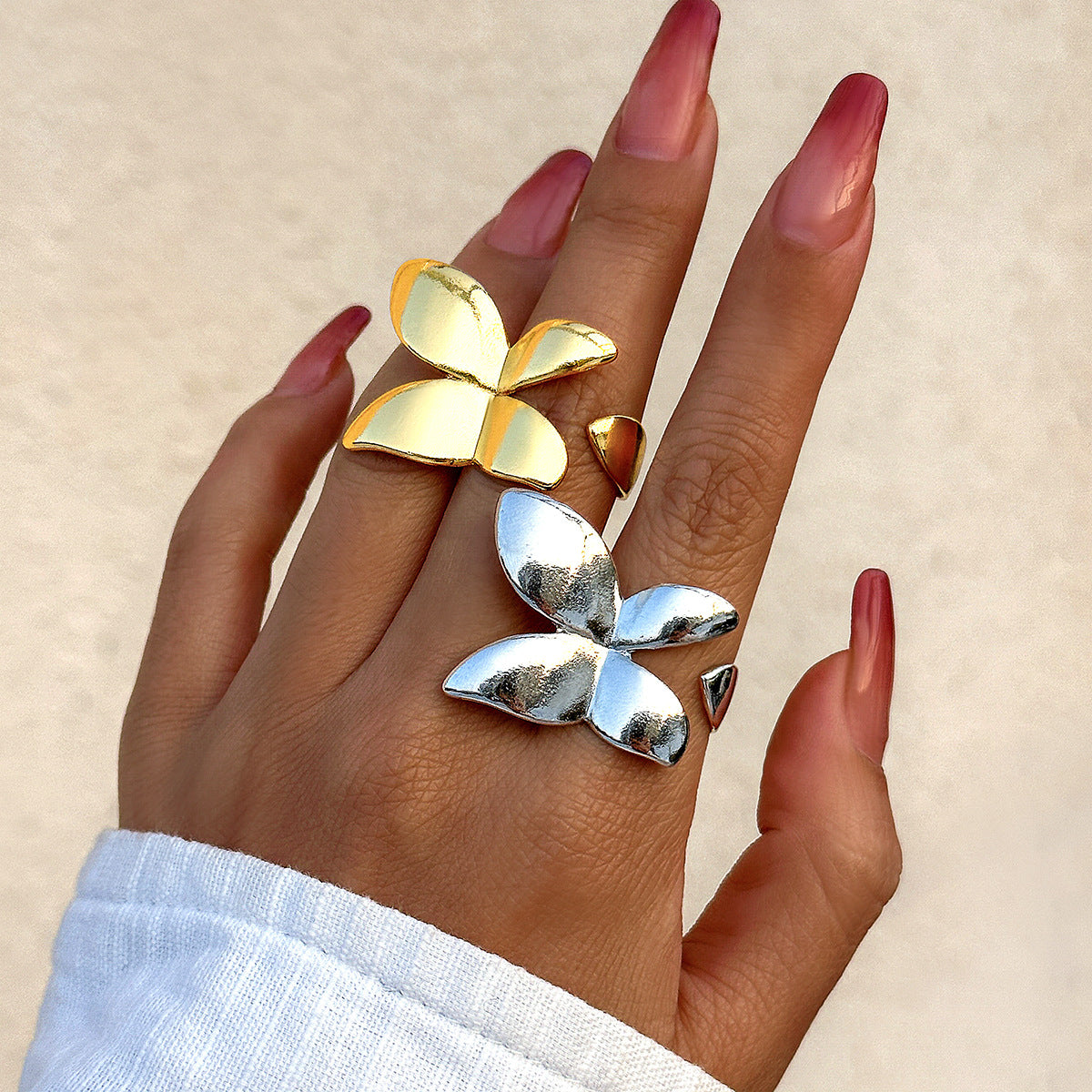Minimalist Alloy Plated Butterfly Ring for Women