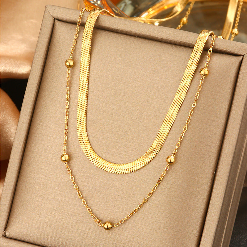 Minimalist Titanium Steel Pearl Necklace with Heart Star and Floral Pendants for Women