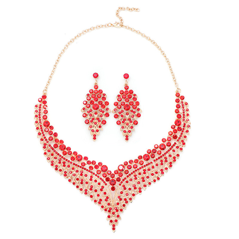Vintage Floral Alloy Choker Necklace Set with Fan and Abacus Motifs Electroplated Short Pendant and Earrings for Women