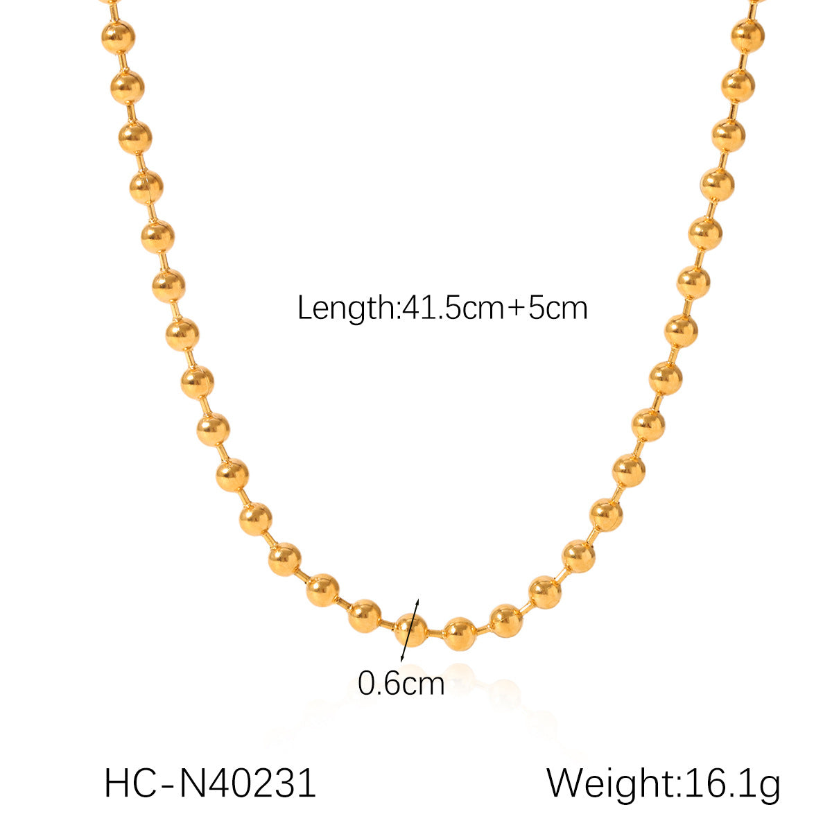 Minimalist Geometric Stainless Steel Beaded Necklace and Bracelet Set for Women with Plated Finish