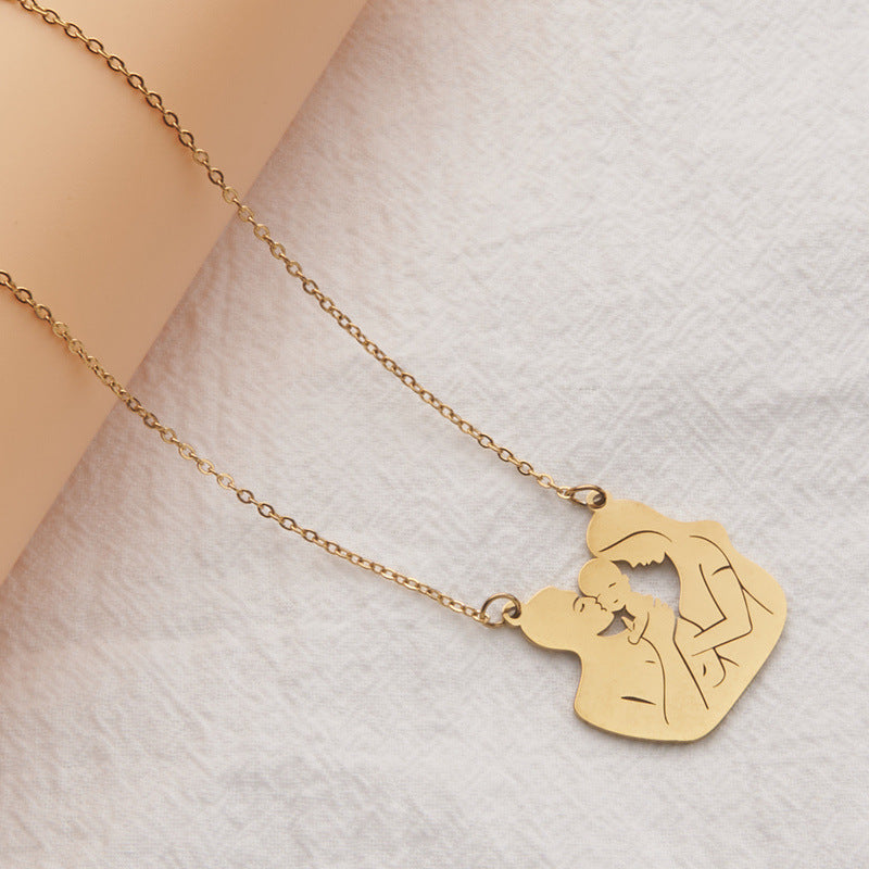 Natural Minimalist Geometric Pendant Necklace in Stainless Steel with Gold and Silver Plating for Unisex