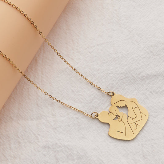 Collana con Pendente Geometrico Minimalista in Acciaio Inossidabile, Placcato Oro e Argento, Unisex