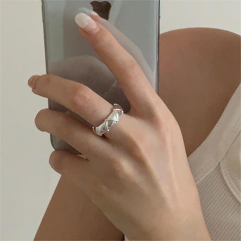 Anello minimalista in argento sterling S925 da donna con design a fascia circolare geometrica