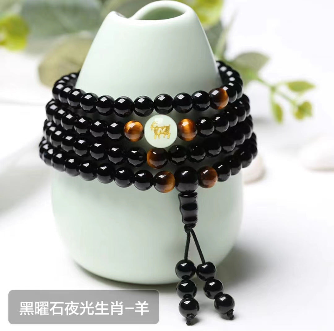 Glow-in-the-Dark Round Animal Synthetic Stone Bracelet Unisex