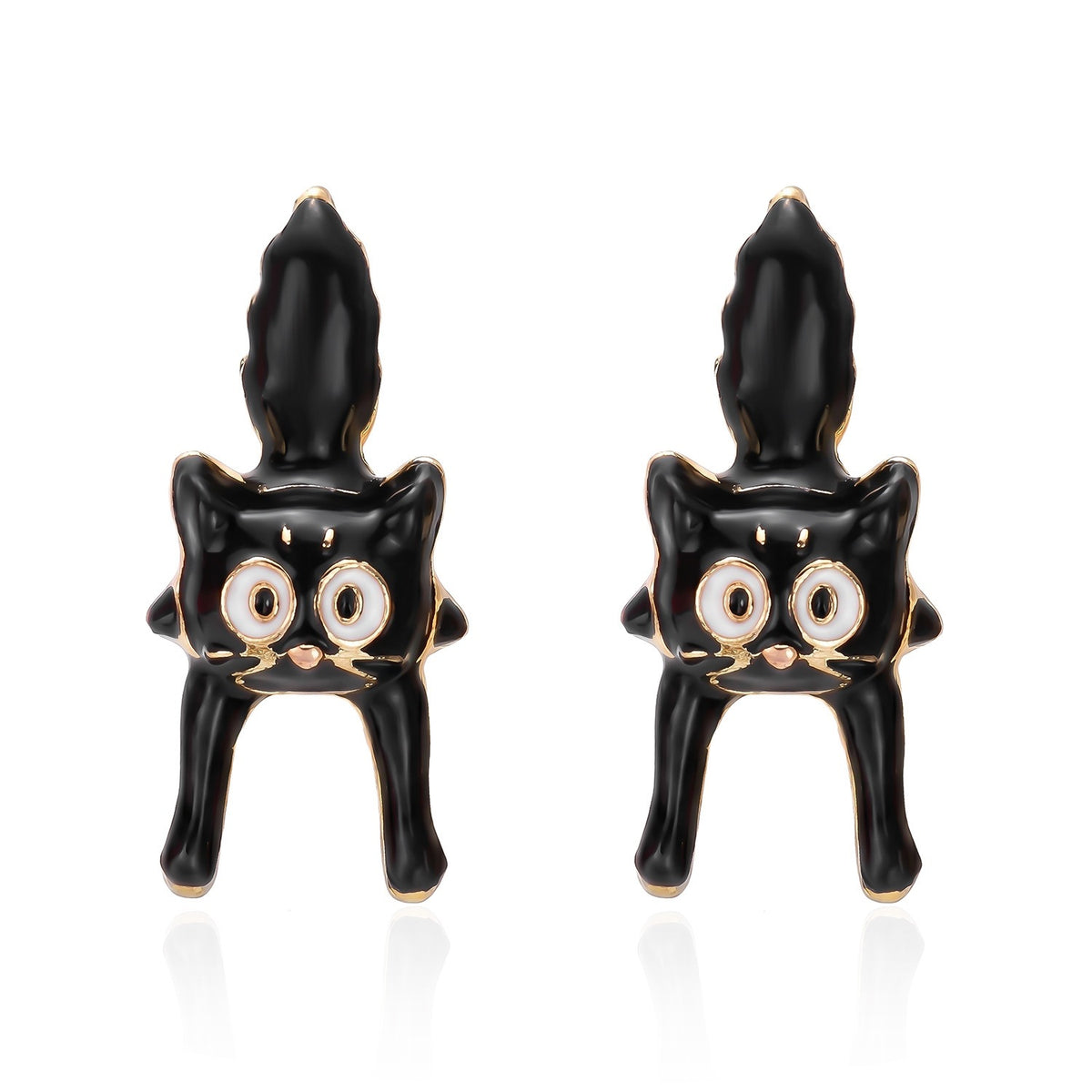 Minimalist Drip Oil Plated Alloy Halloween Cartoon Ghost Broom Bat Witch Hat Earrings for Women