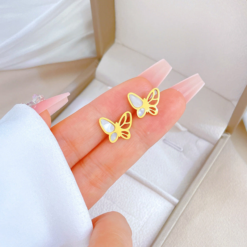 Minimalist Sweet Geometric Titanium Steel Plated Stud Earrings