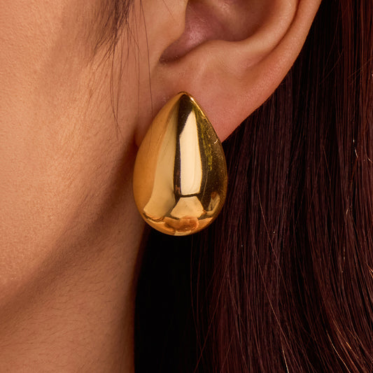 Minimalist Geometric Stainless Steel Stud Earrings with 18K Gold Plating for Women