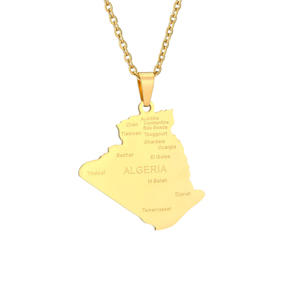Collar con Colgante Geométrico de Acero Inoxidable para Mujer con Dije de Acero de Titanio y Acabado Chapado en Cadena Tipo O