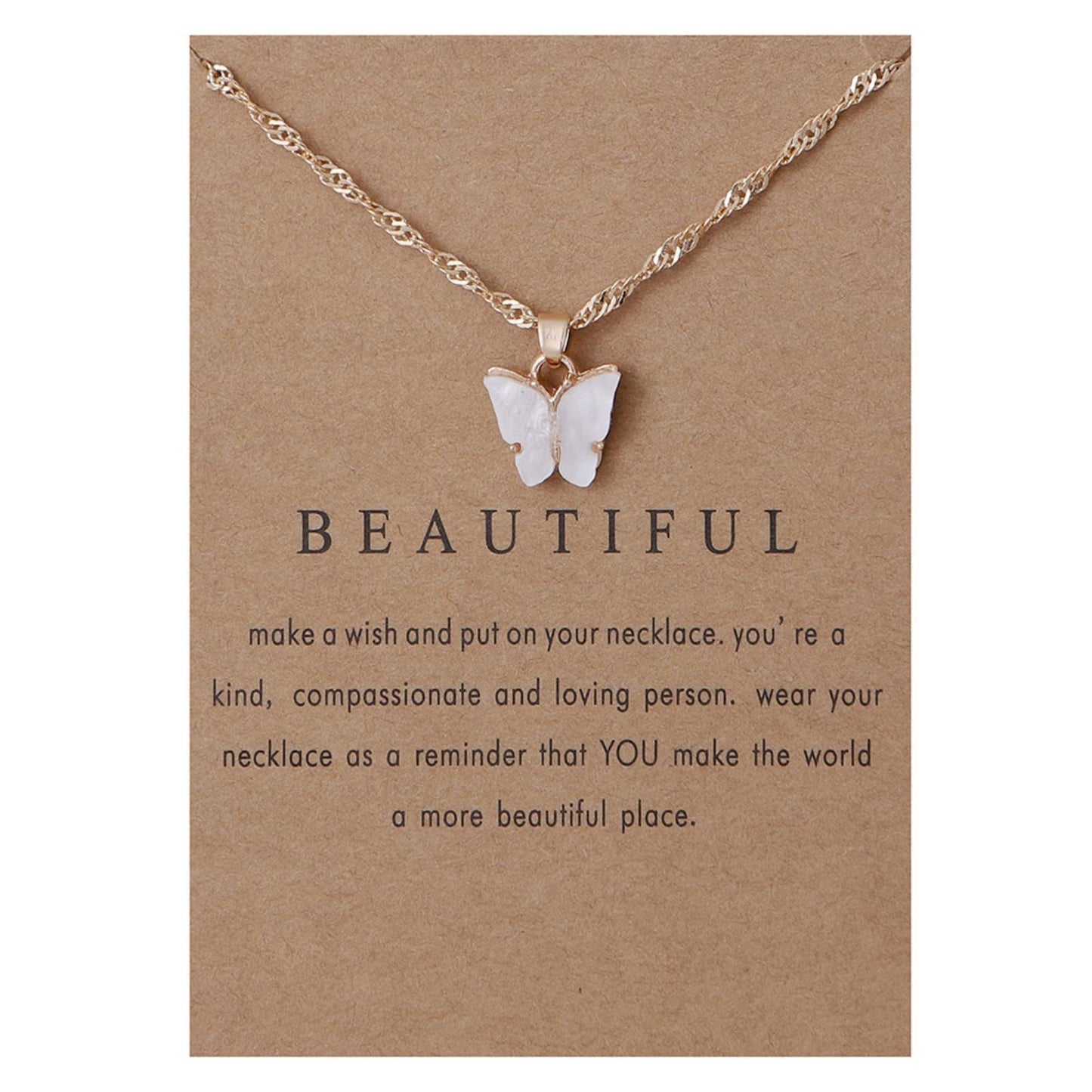 Sweet Minimalist Butterfly Acrylic Pendant Necklace for Women